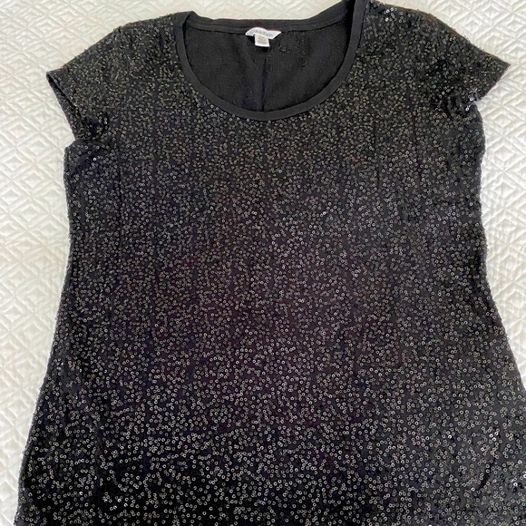 Dark grey sequinned Calvin Klein T-shirt - Picture 2 of 2